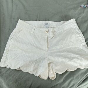 Crown & Ivy White High Waist Scalloped Shorts